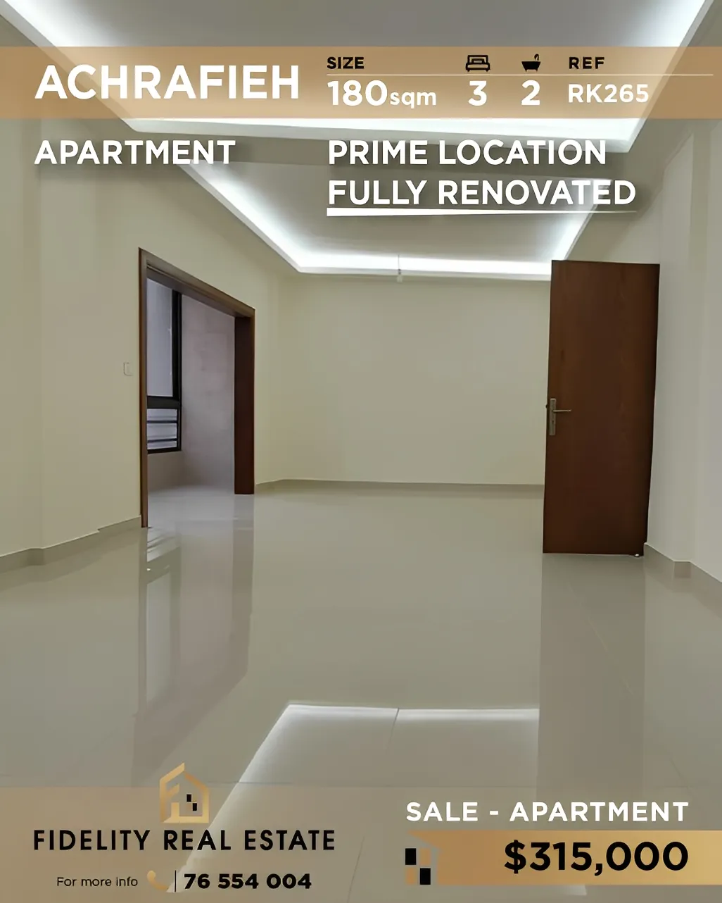 Apartment for sale in Achrafieh, Beirut, Lebanon - 3 bed, 2 bath
