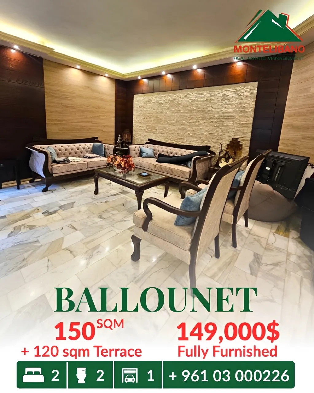 Apartment for sale in Ballouneh