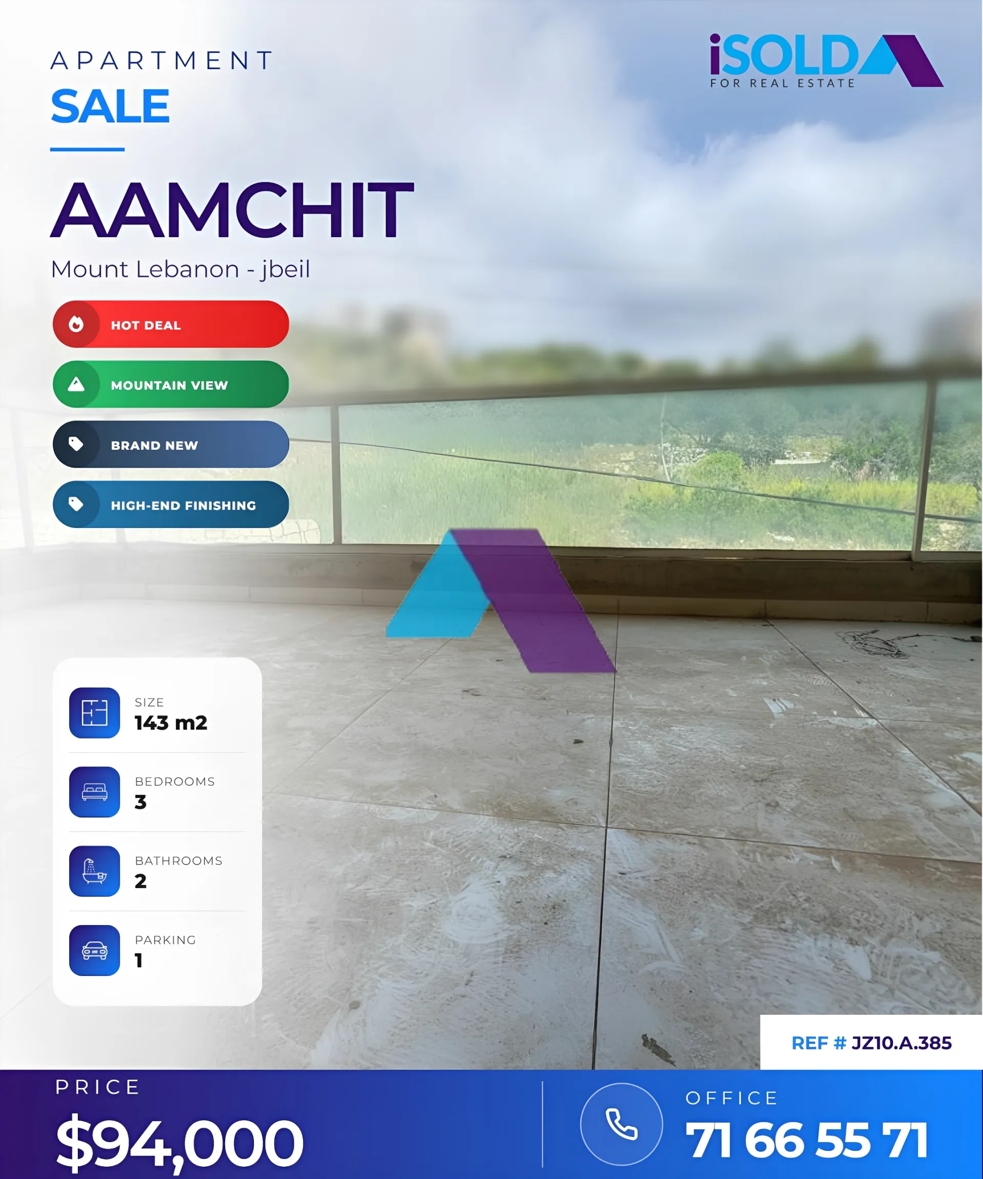 Apartment for Sale in Aamchit - 3 bed, 2 bath