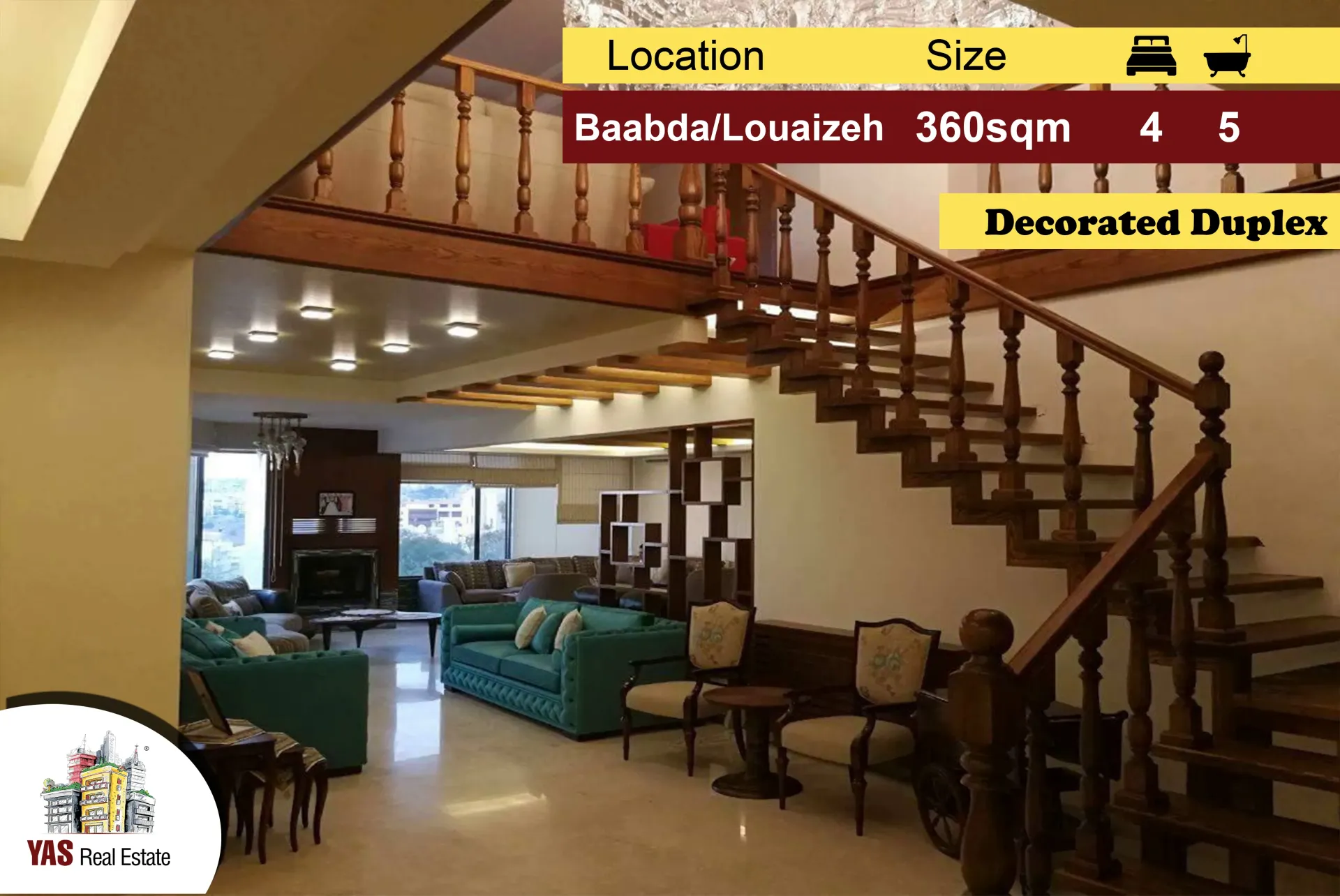 Apartment for Sale in Baabda - 4 bed, 5 bath