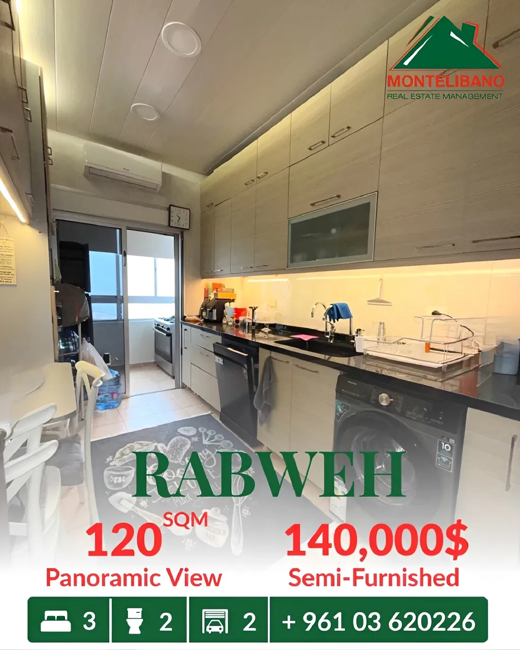 Apartment for sale in Rabweh, Bayrut, Lebanon - 3 bed, 2 bath