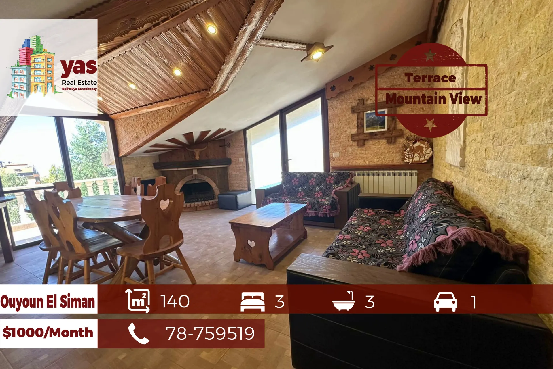 Chalet for rent in Faraya