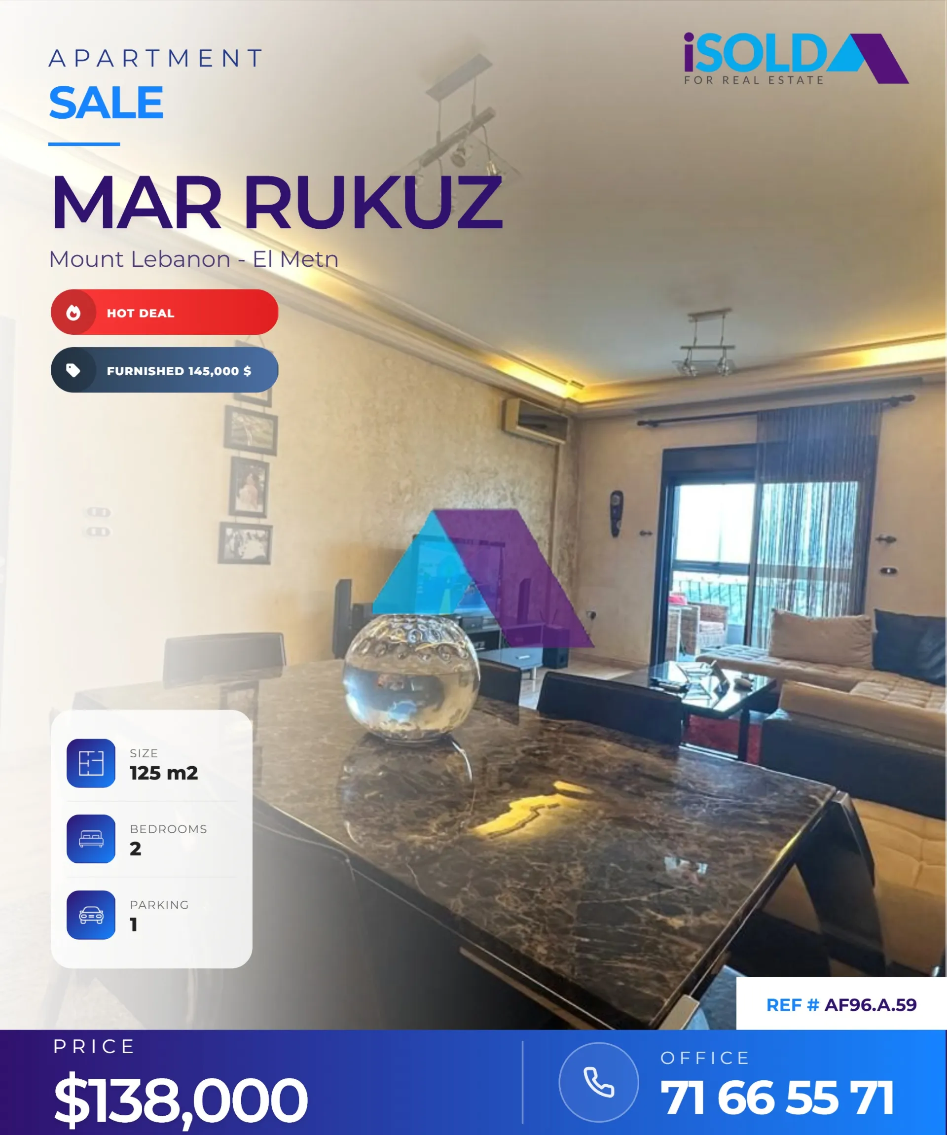 Apartment for sale in Mar Roukouz, Lebanon