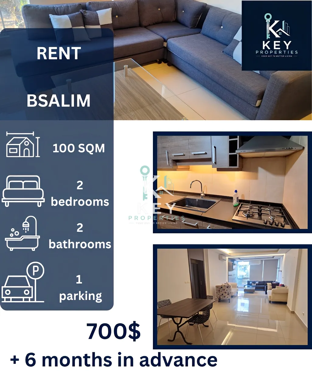 Apartment for rent in Bsalim, Lebanon - 2 bed, 2 bath