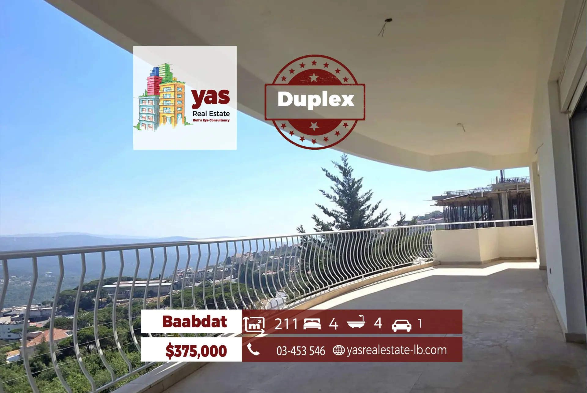 Apartment for Sale in Baabdat - 4 bed, 4 bath