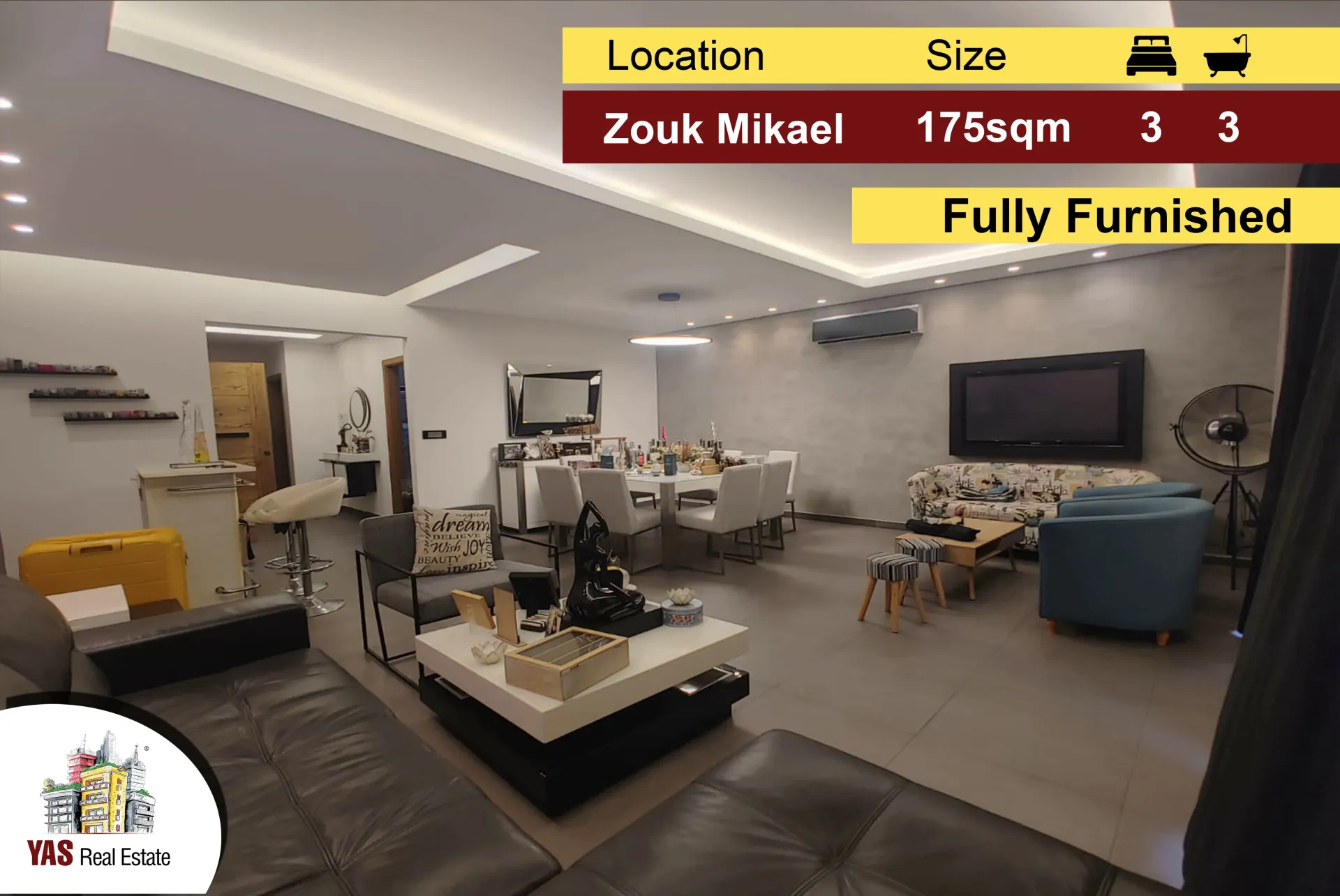 Apartment for Sale in Zouk Mikael - 3 bed, 3 bath