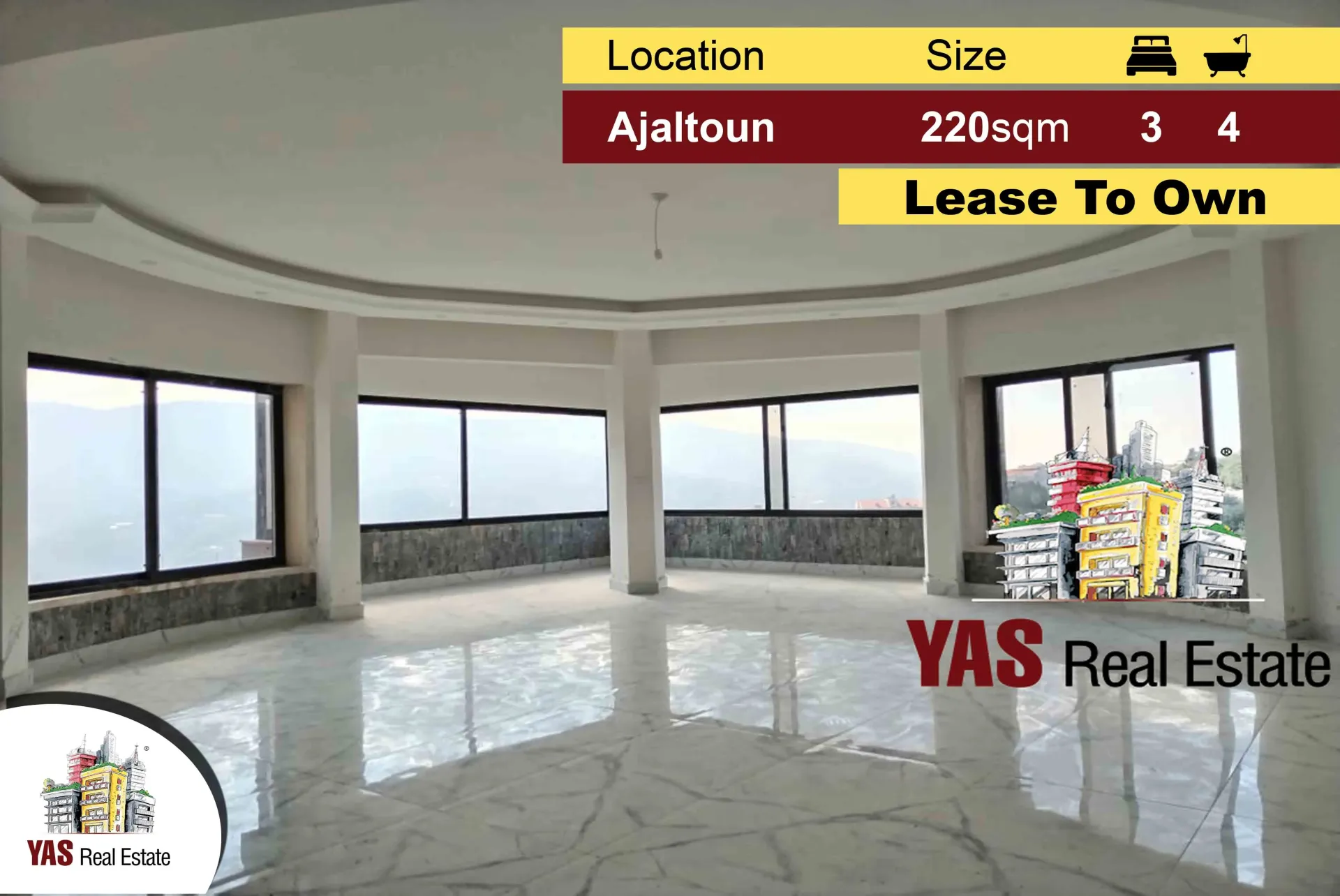 Apartment for Sale in Ajaltoun - 3 bed, 4 bath