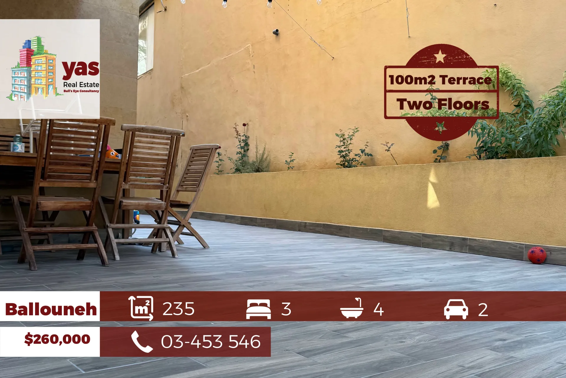 Apartment for Sale in Ballouneh - 3 bed, 4 bath