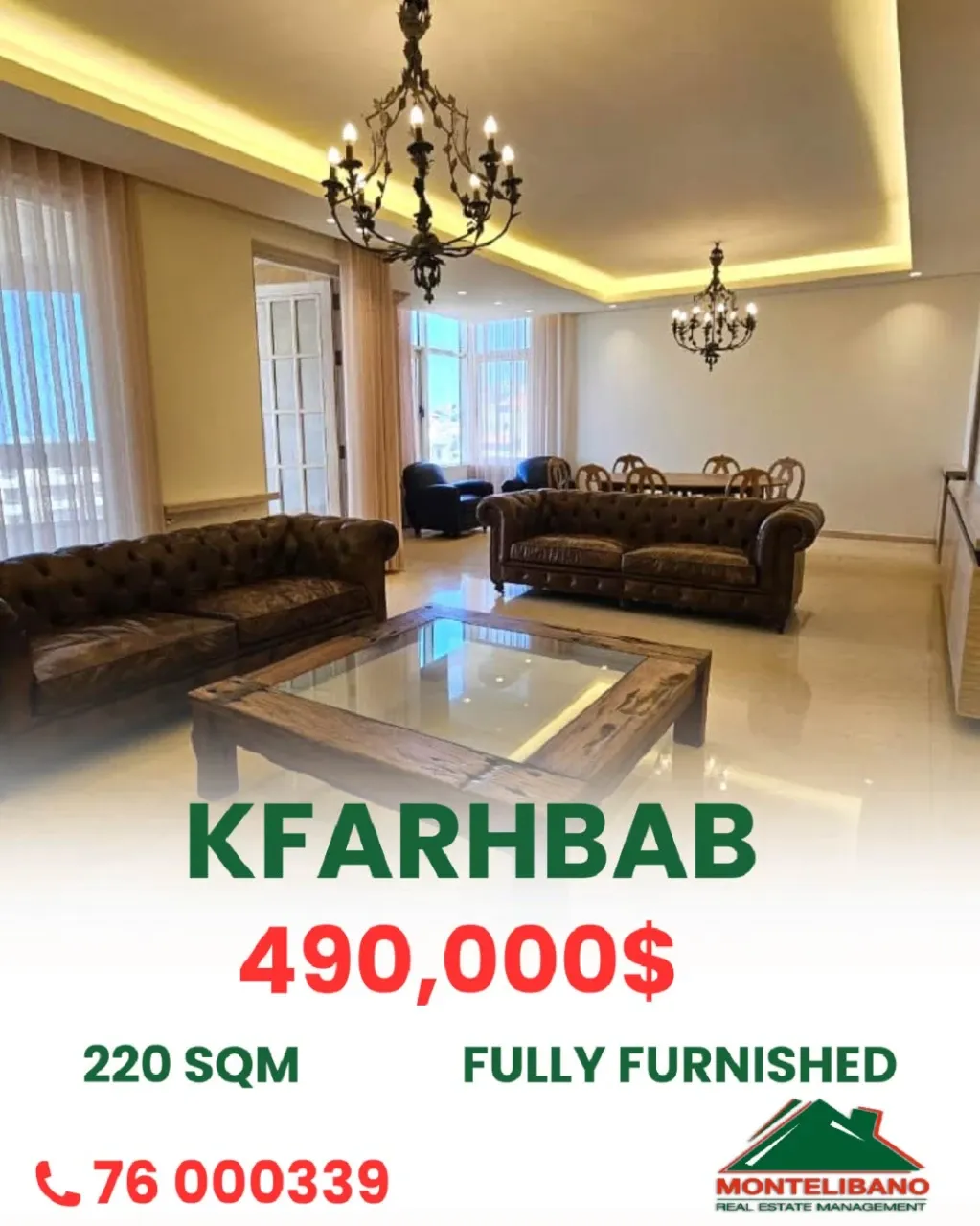 Apartment for sale in Kfar Hbab, Lebanon - 3 bed, 4 bath