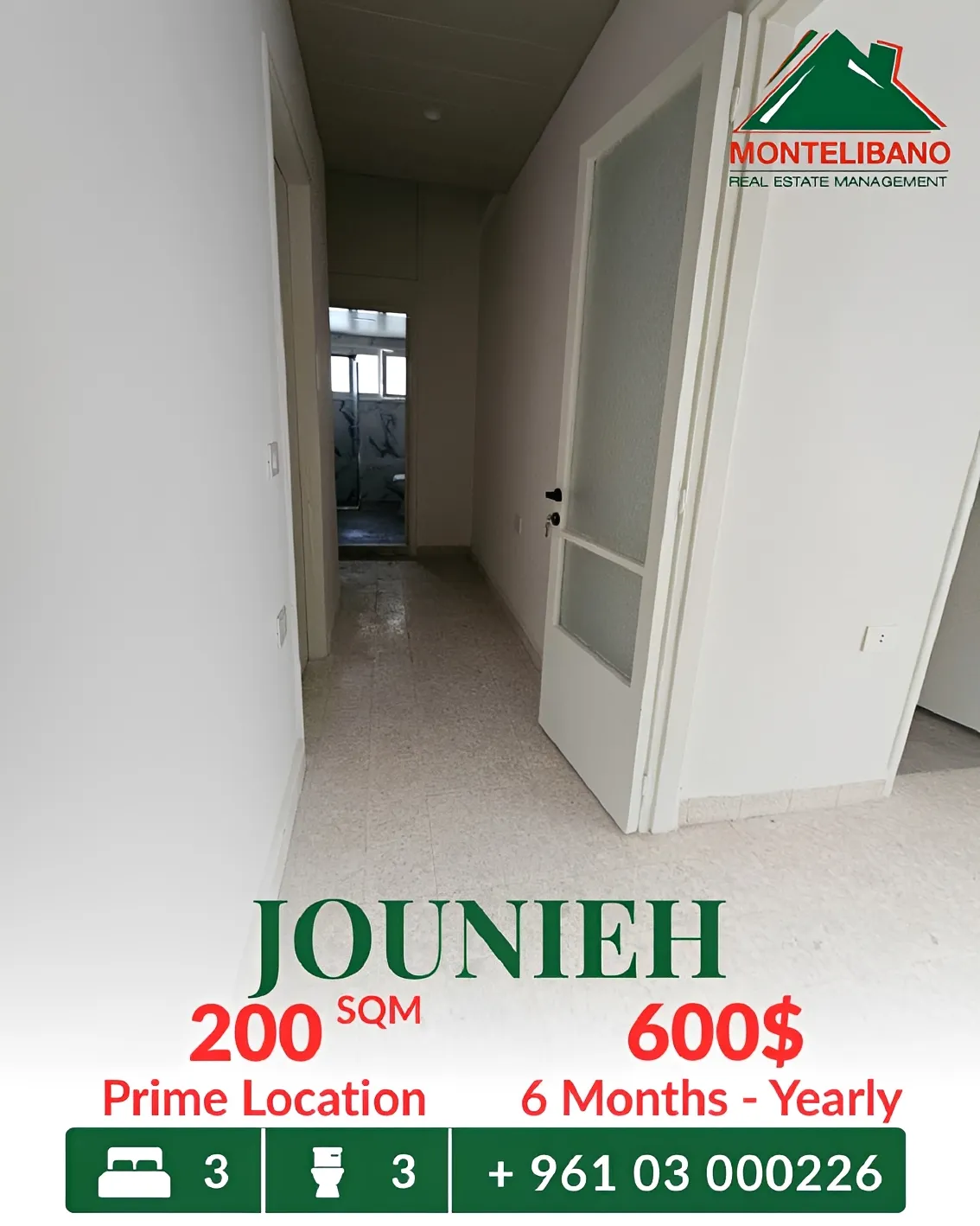 Apartment for rent in Jounieh, Lebanon - 3 bed, 3 bath
