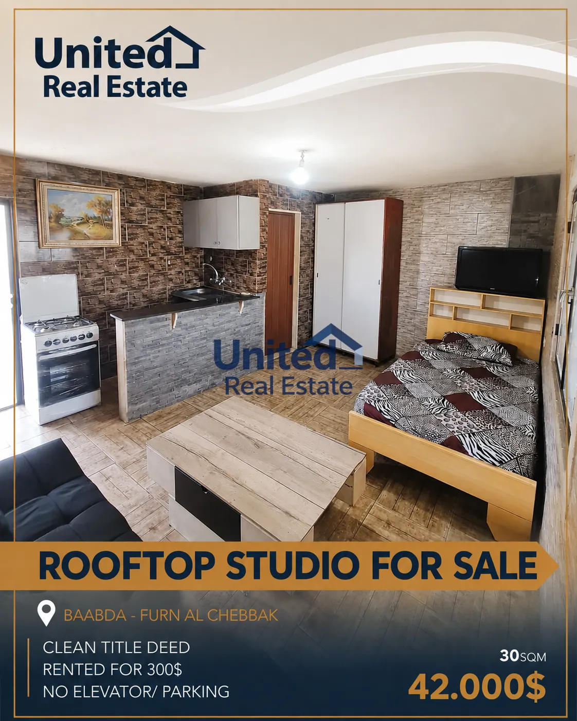 Studio for sale in Ain el remmeneh, baabda, lebanon