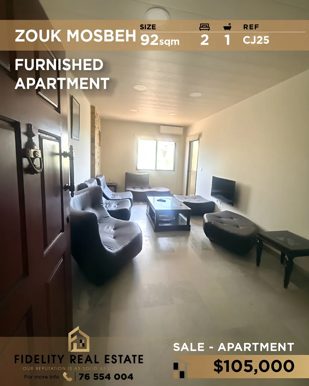Apartment for sale in Zouk Mosbeh, Lebanon - 2 bed, 1 bath
