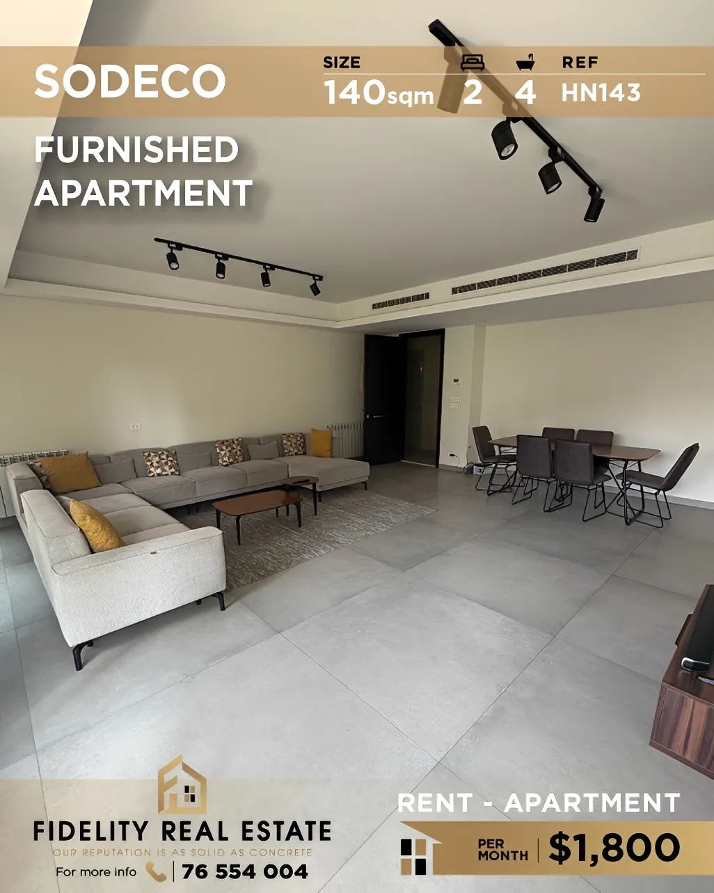Apartment for rent in Sodeco, Beirut, Lebanon - 2 bed, 4 bath
