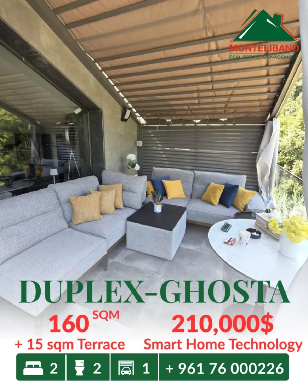 Duplex for sale in Ghosta, Lebanon - 2 bed, 2 bath