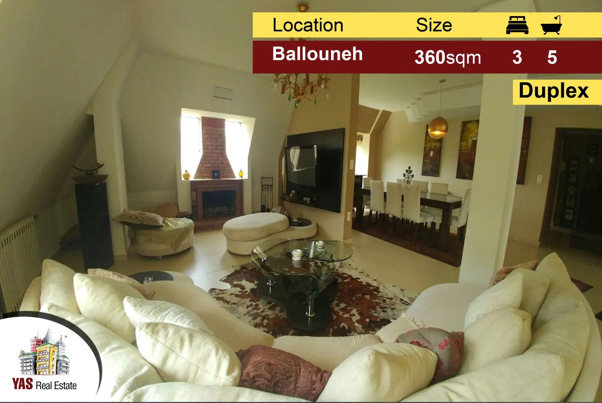 Apartment for Sale in Ballouneh - 4 bed, 5 bath