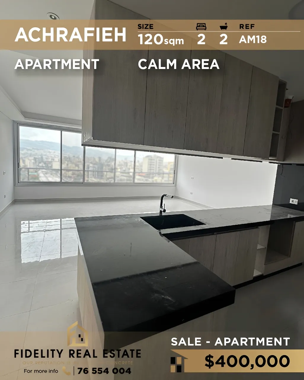 Apartment for sale in Achrafieh, Beirut, Lebanon - 2 bed, 2 bath