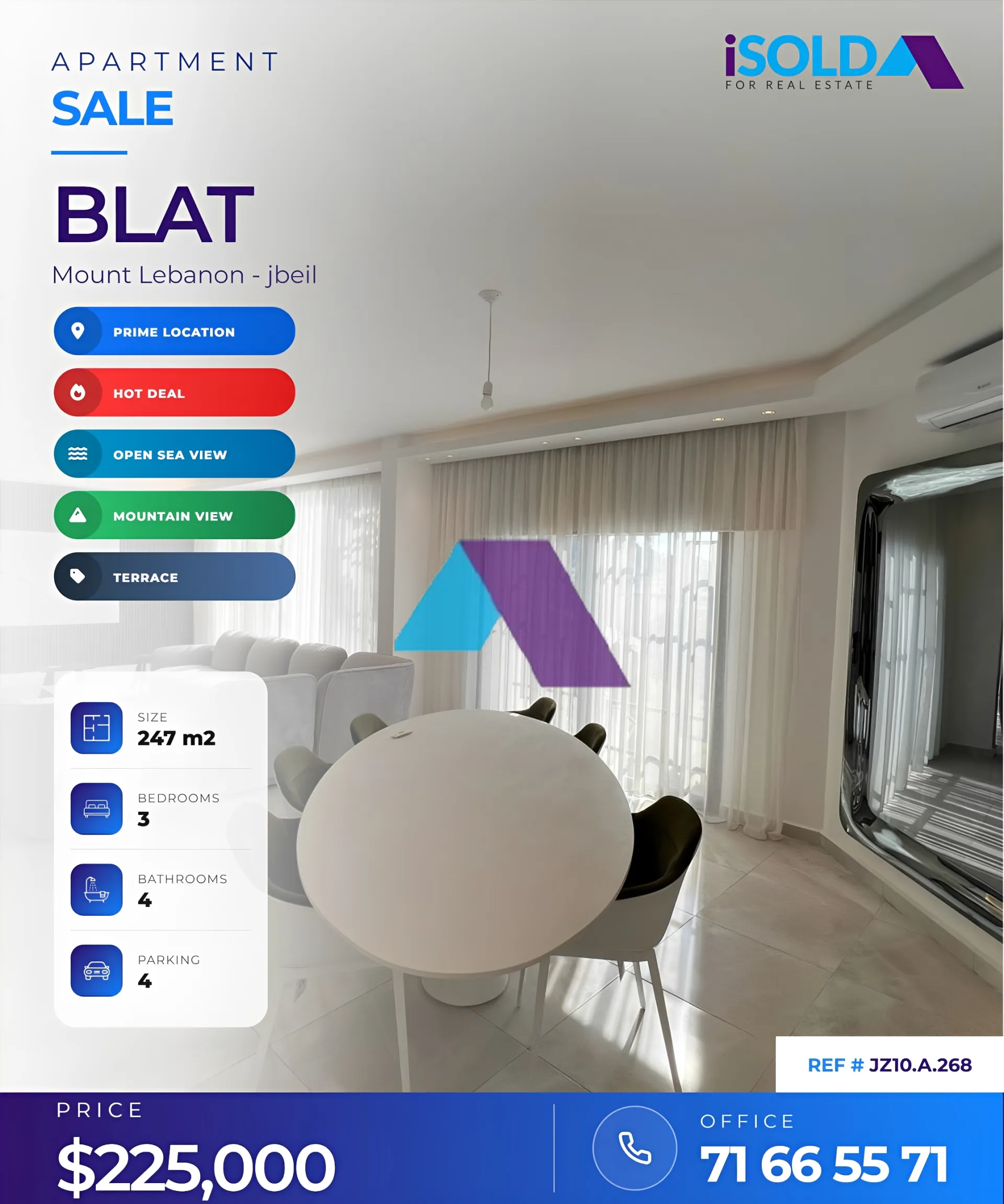 Apartment for sale in Blat, Lebanon - 3 bed, 4 bath