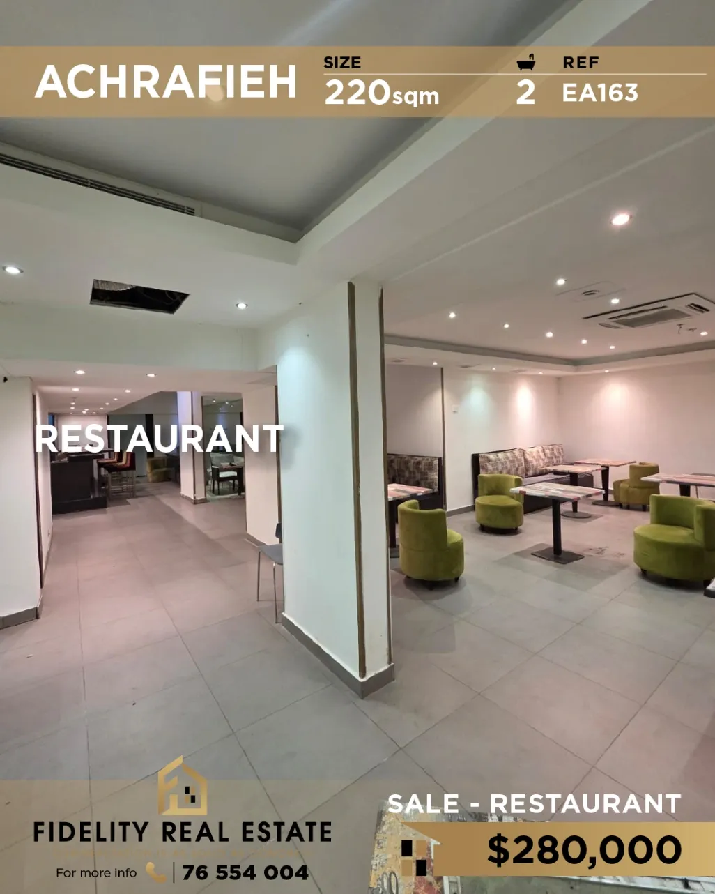 Restaurant for sale in Achrafieh, Beirut, Lebanon