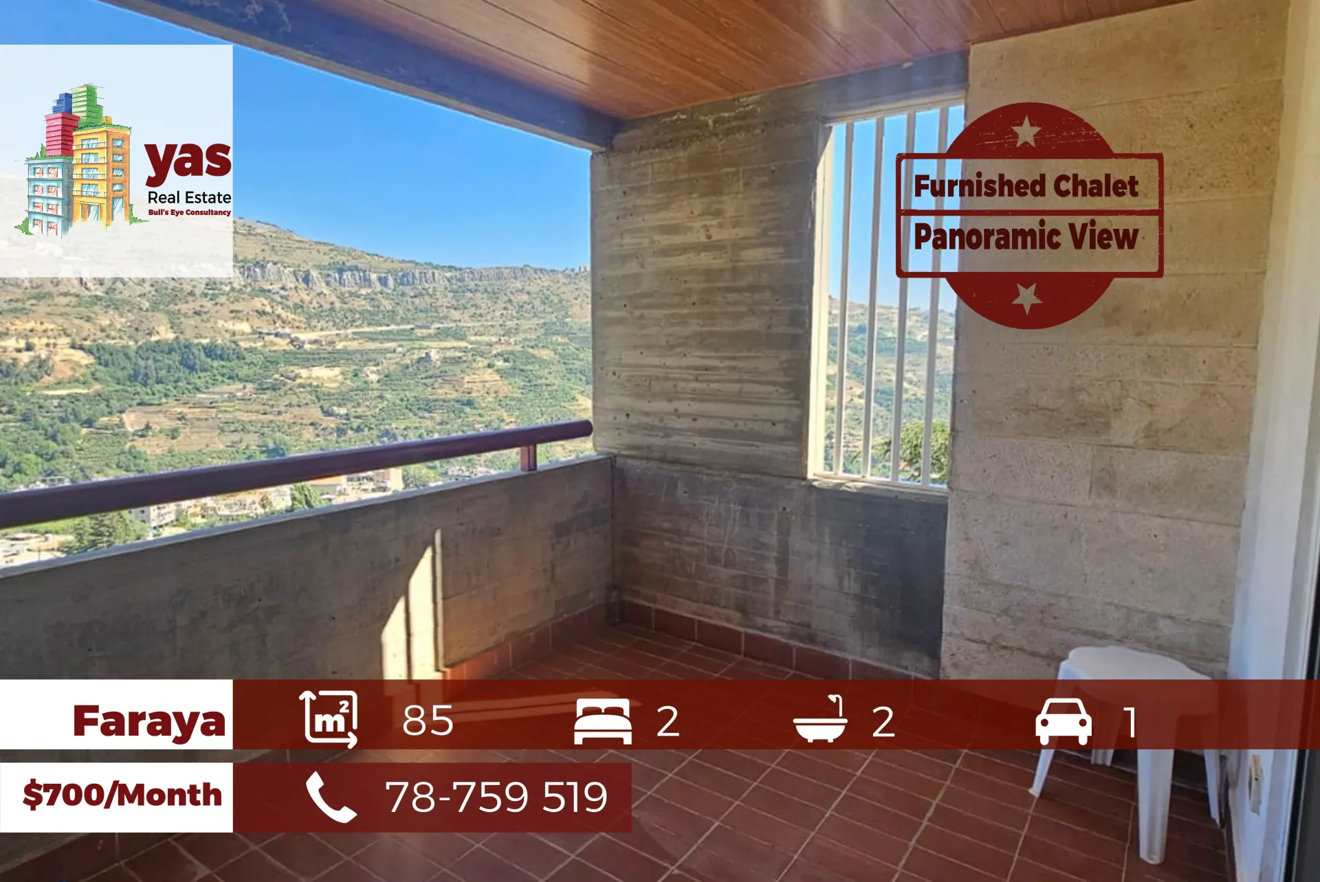 Chalet for rent in Faraya