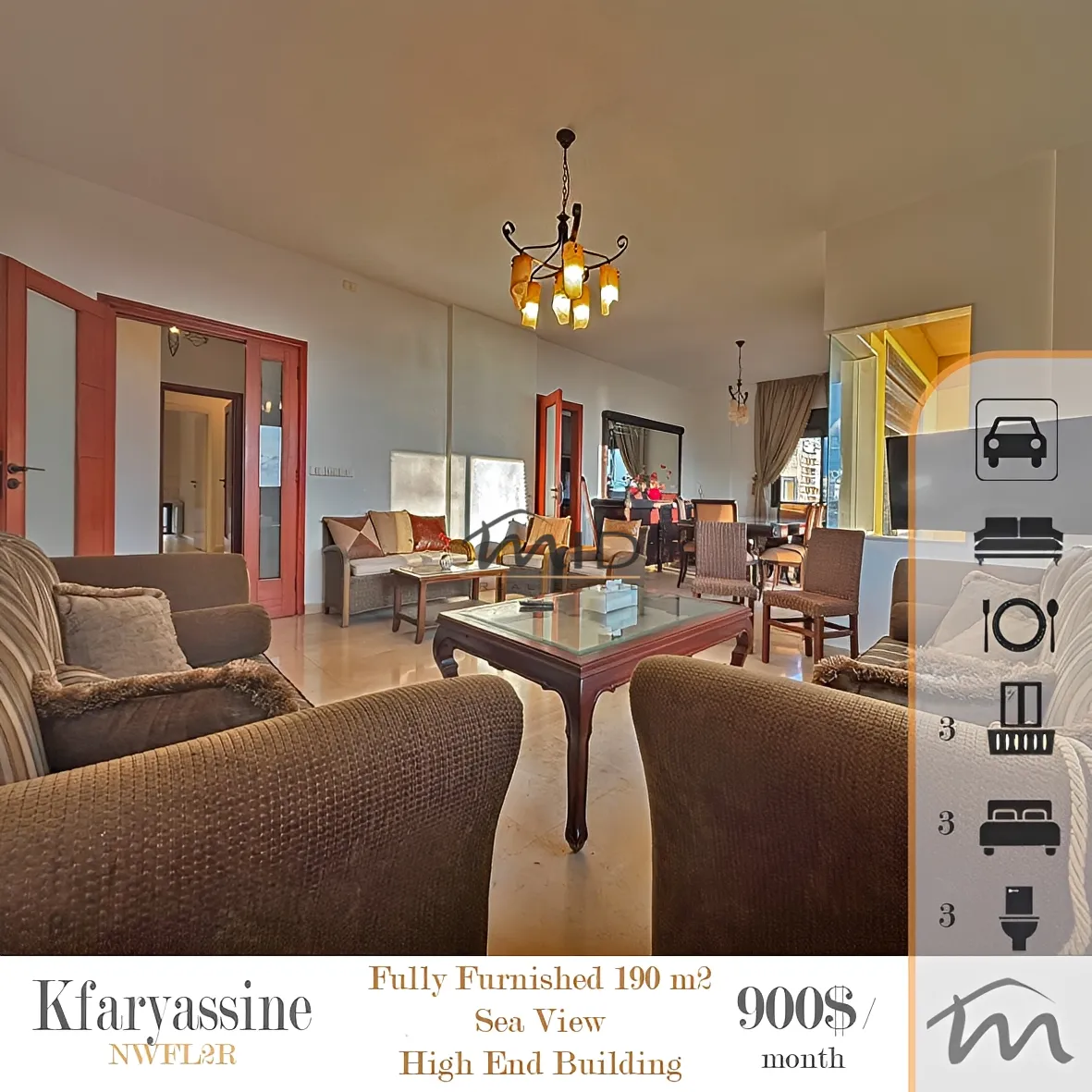 Apartment for rent in Kfaryassine, lebanon - 3 bed, 3.0 bath