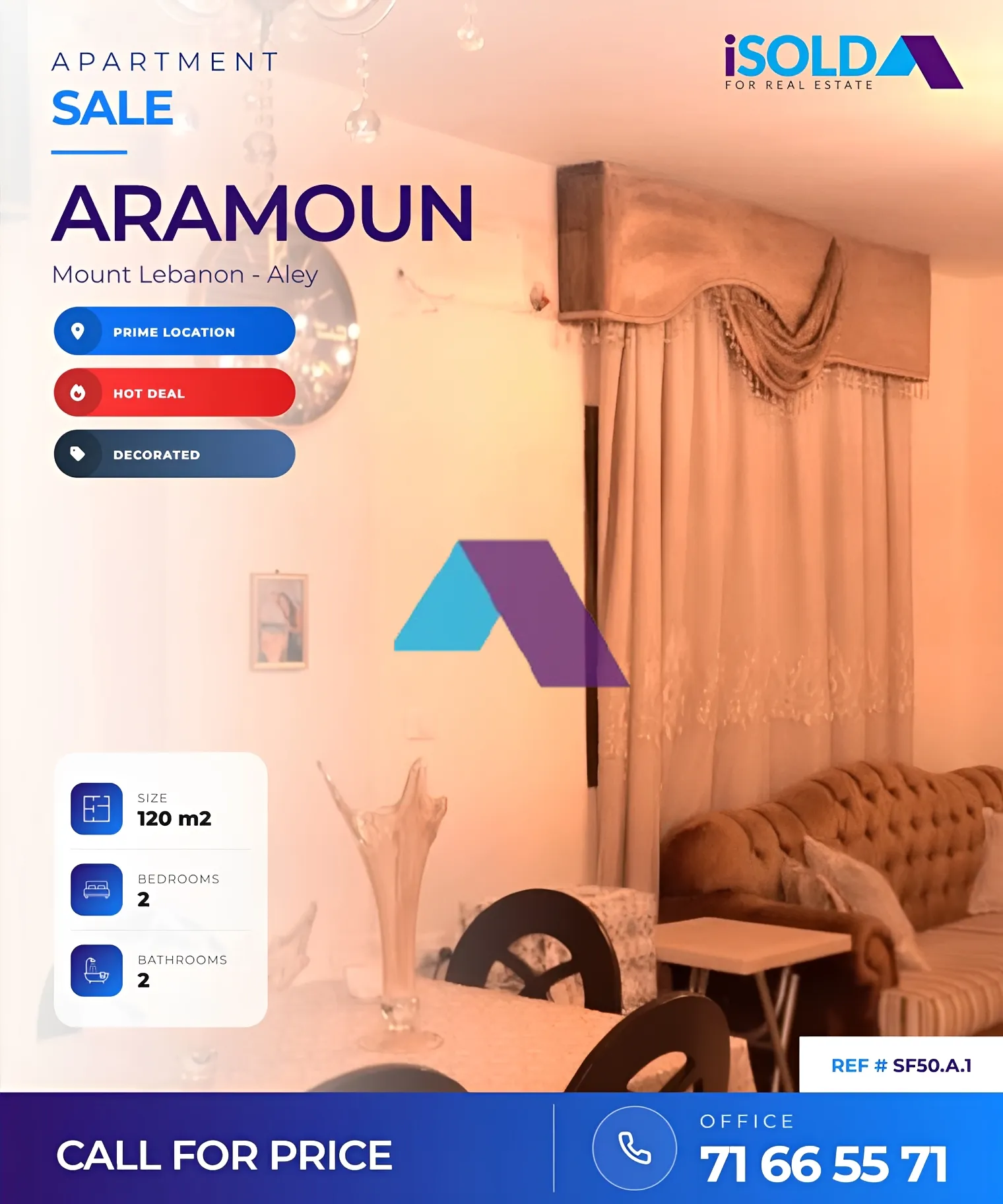 Apartment for sale in Aaramoun