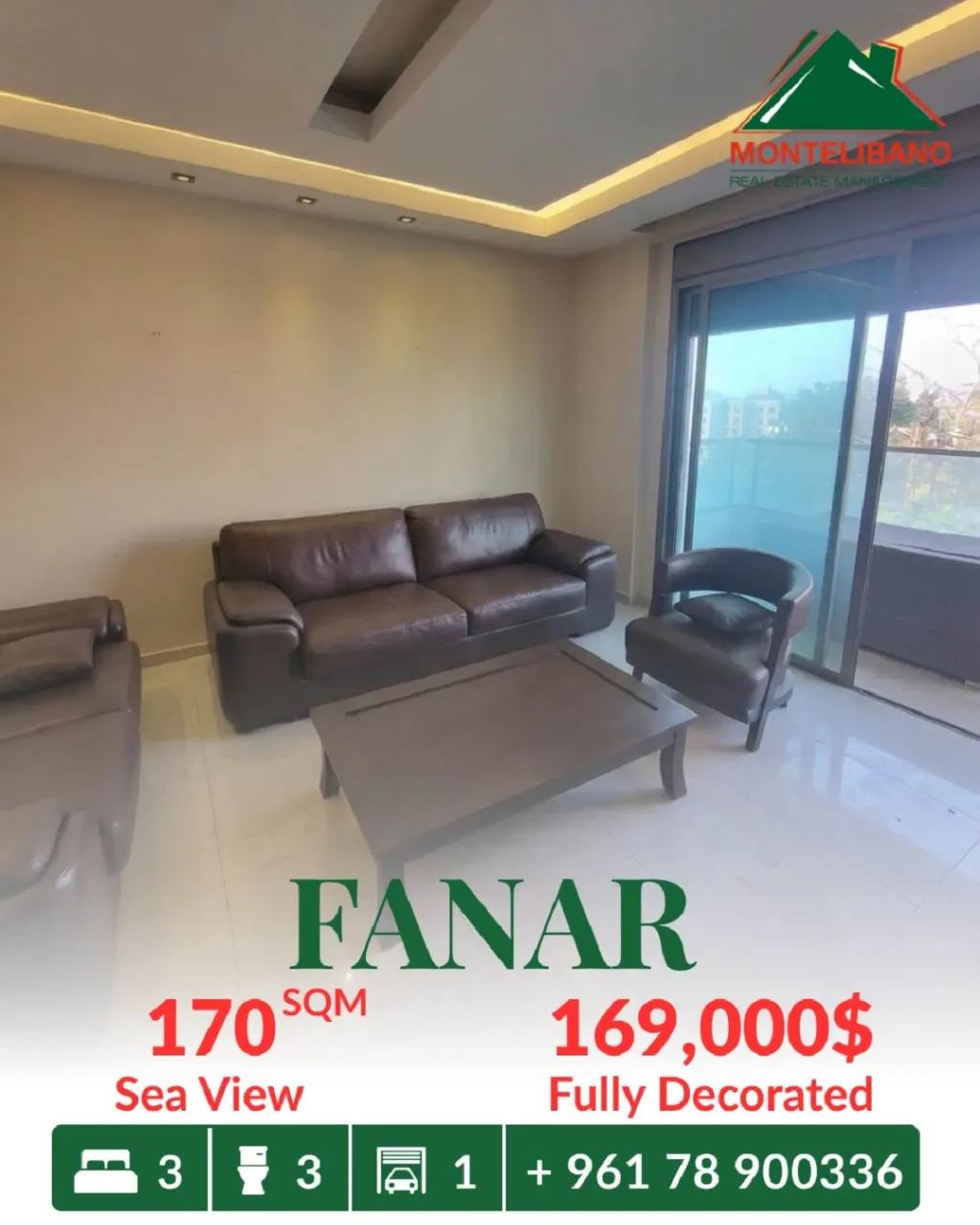 Apartment for sale in Fanar, Lebanon - 3 bed, 3 bath