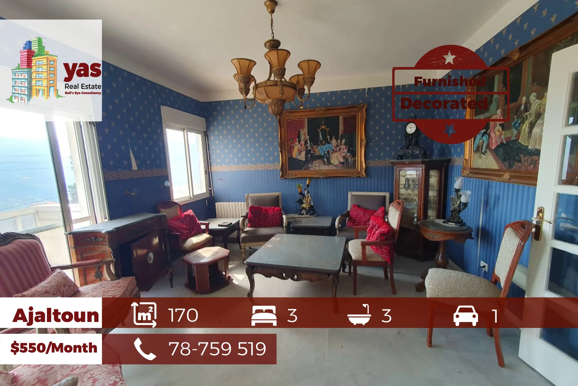 Apartment for Rent in Ajaltoun - 3 bed, 3 bath