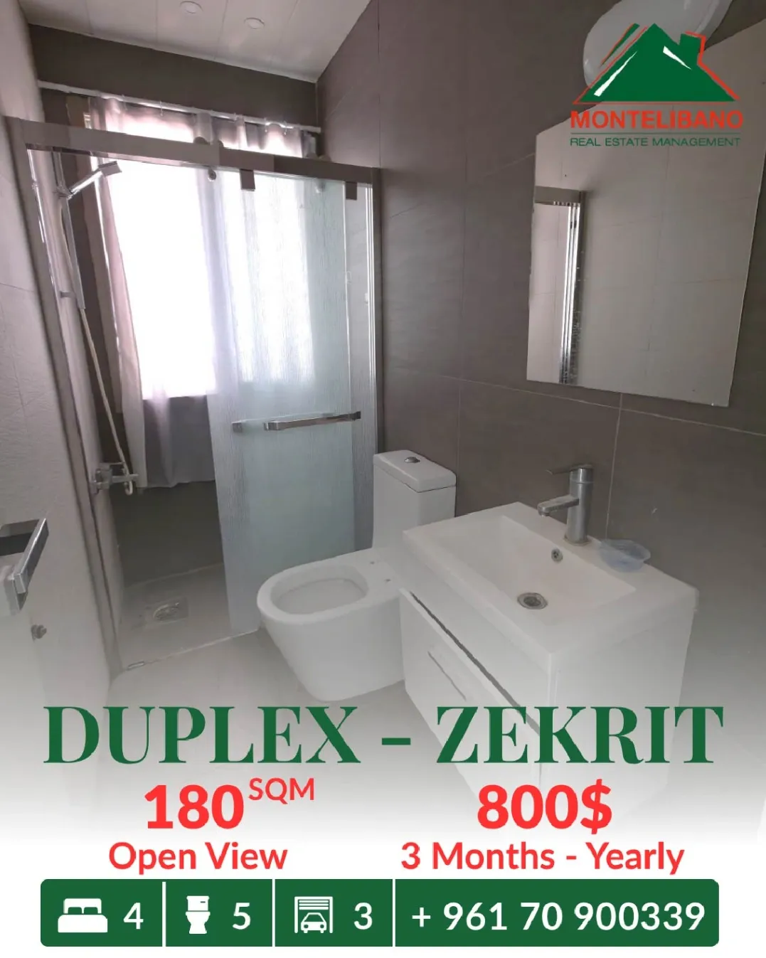 Duplex for rent in Zikrit, Lebanon
