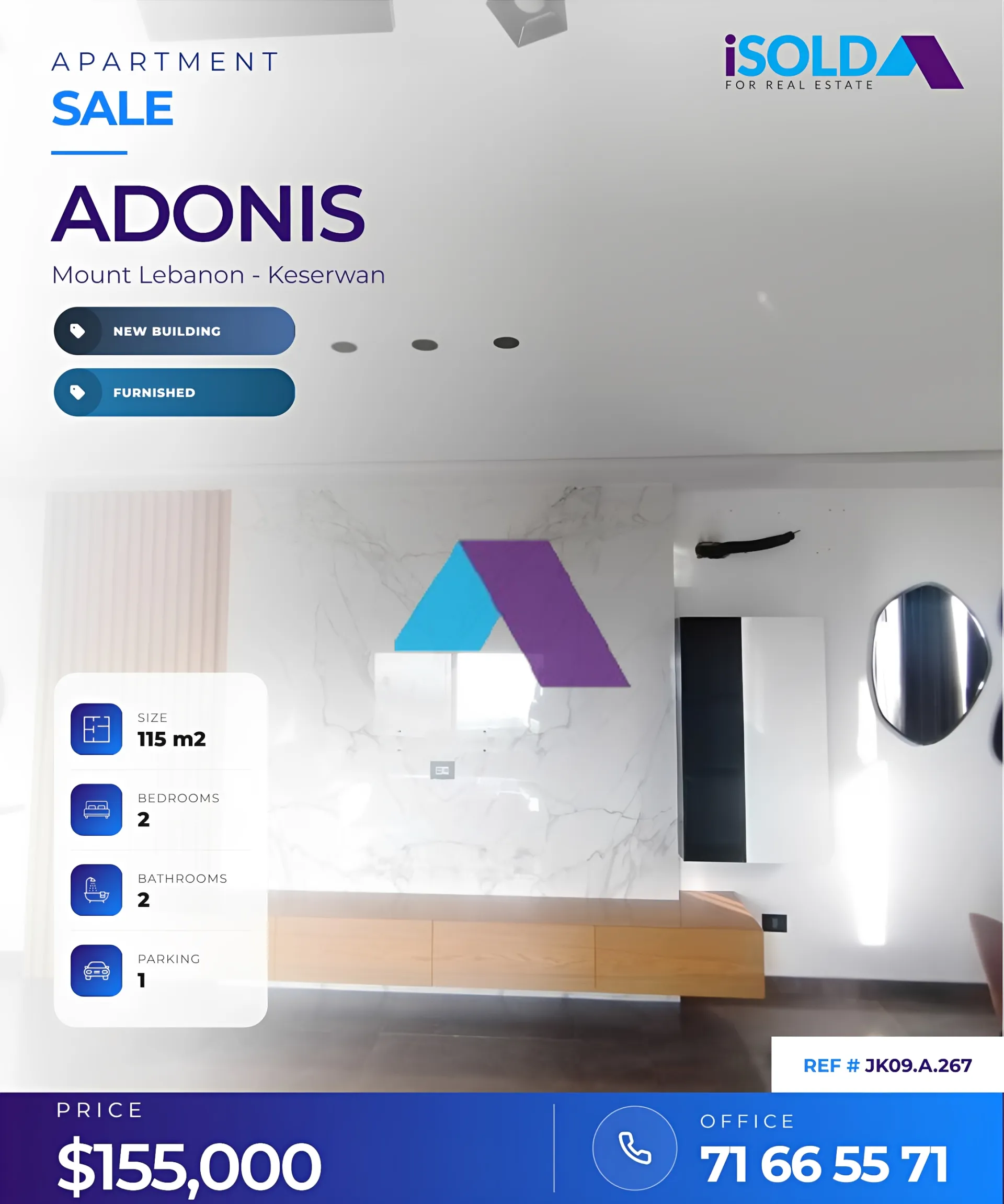 Apartment for sale in Adonis, Lebanon - 2 bed, 2 bath