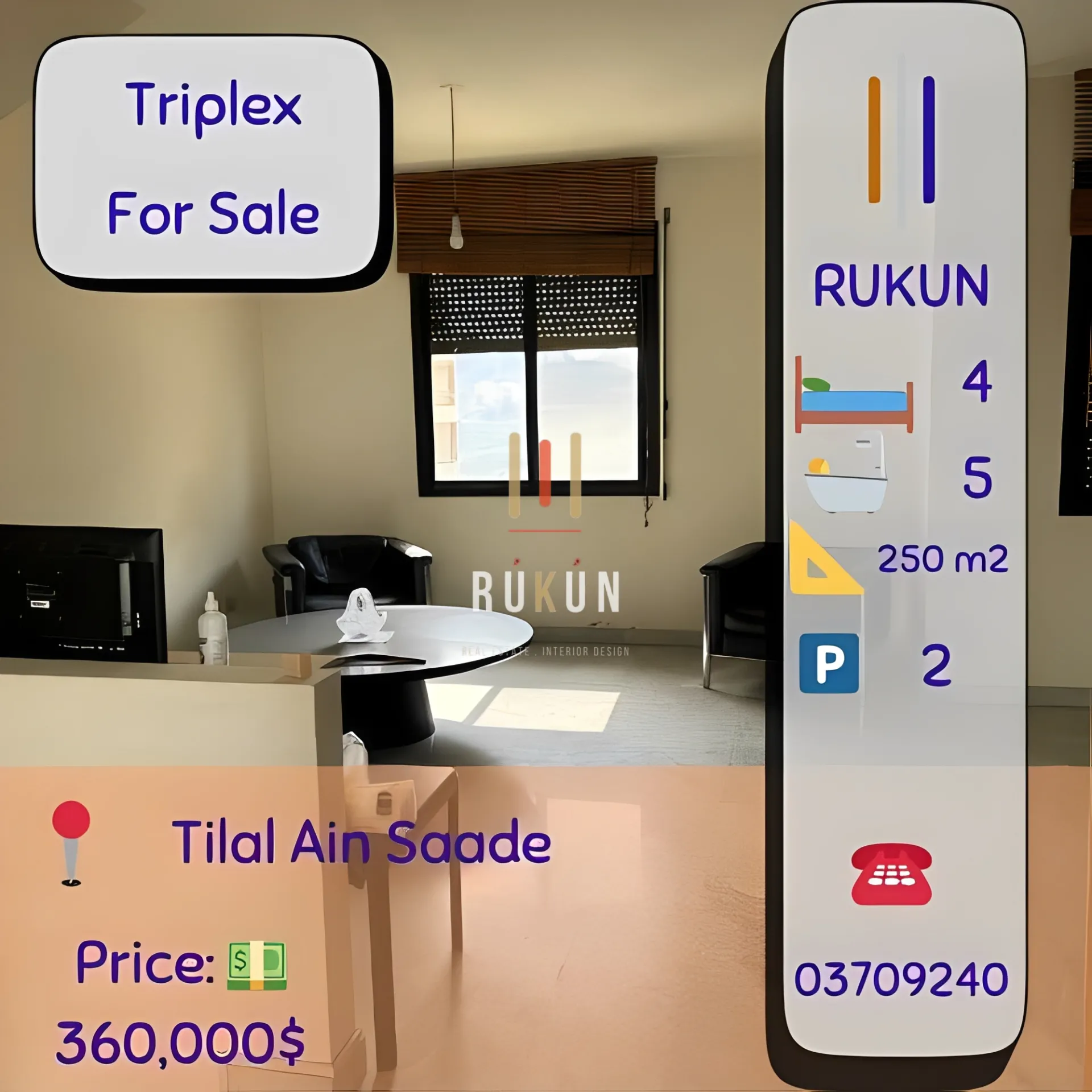 Triplex for sale in Tilal Ain Saadeh, Metn, Lebanon