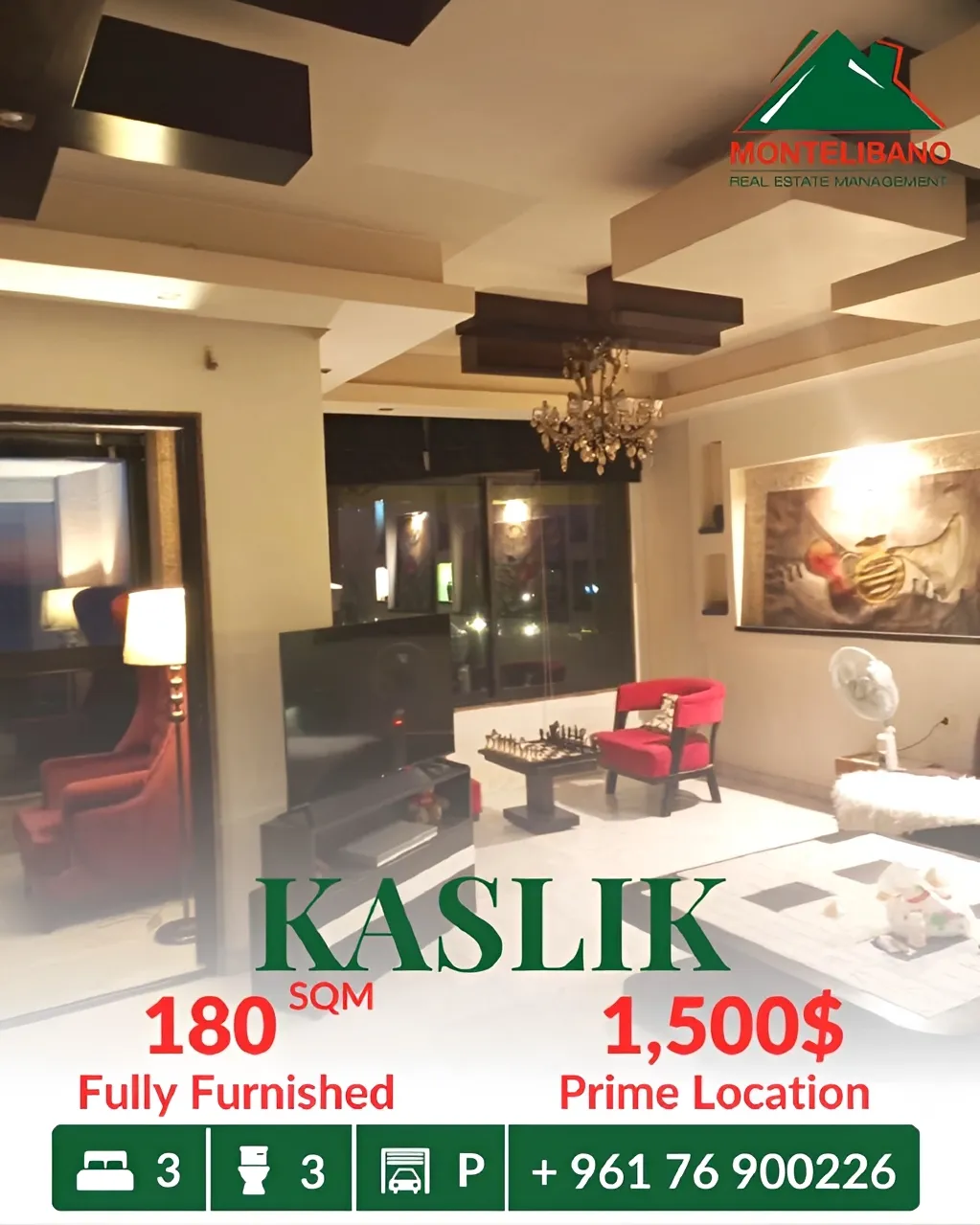 Apartment for rent in Kaslik, Lebanon - 3 bed, 3 bath