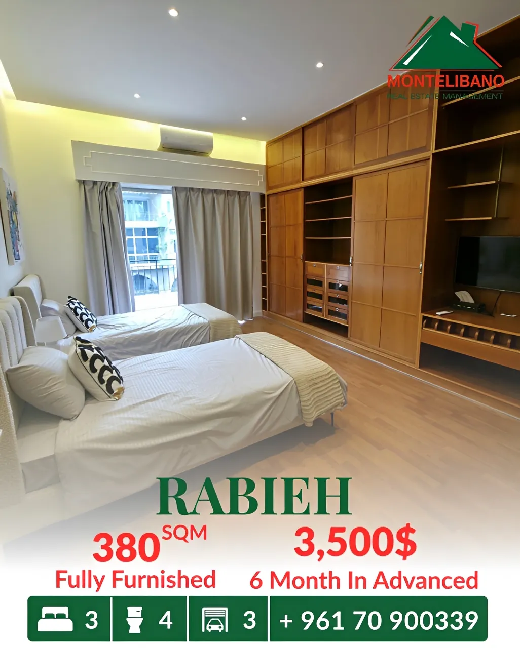 Apartment for rent in Rabieh