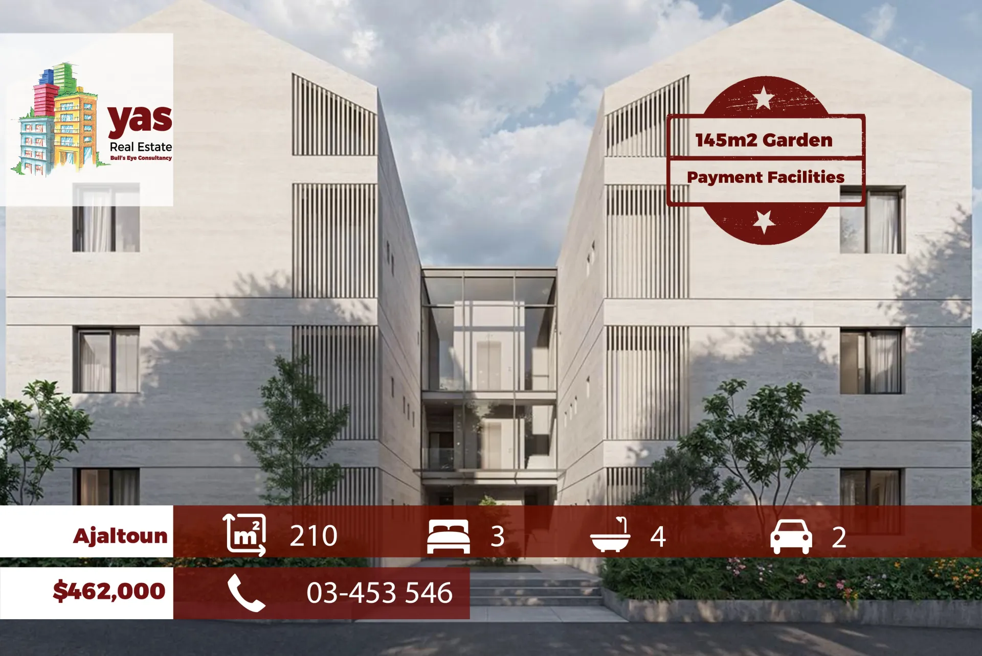 Apartment for Sale in Ajaltoun - 3 bed, 4 bath