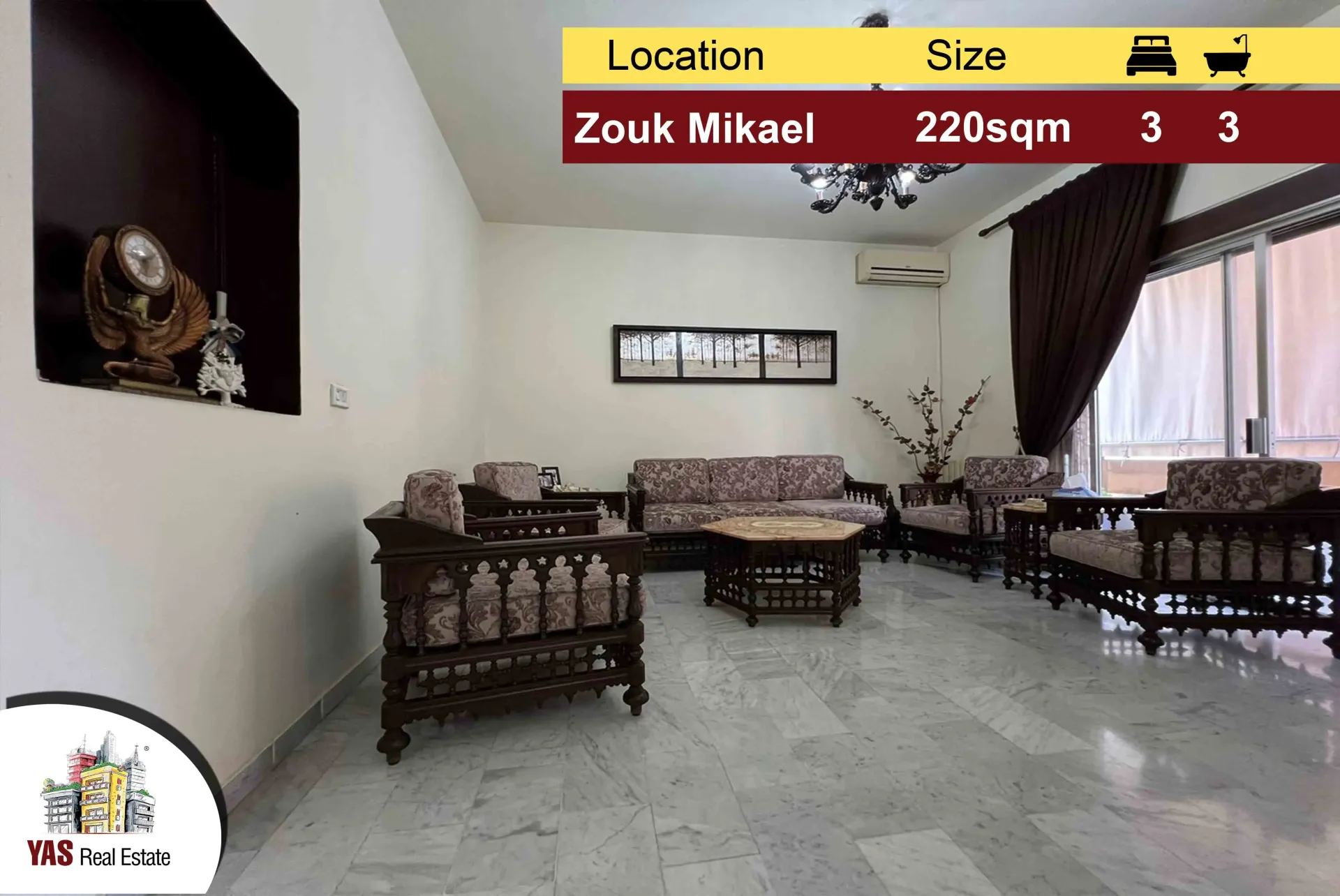 Apartment for Sale in Zouk Mikael - 3 bed, 3 bath