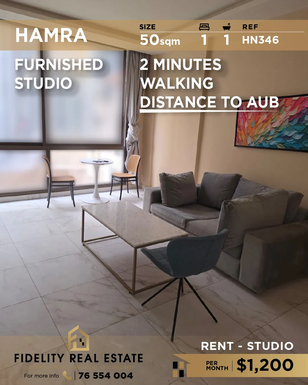 Studio for rent in Hamra, Beirut, Lebanon