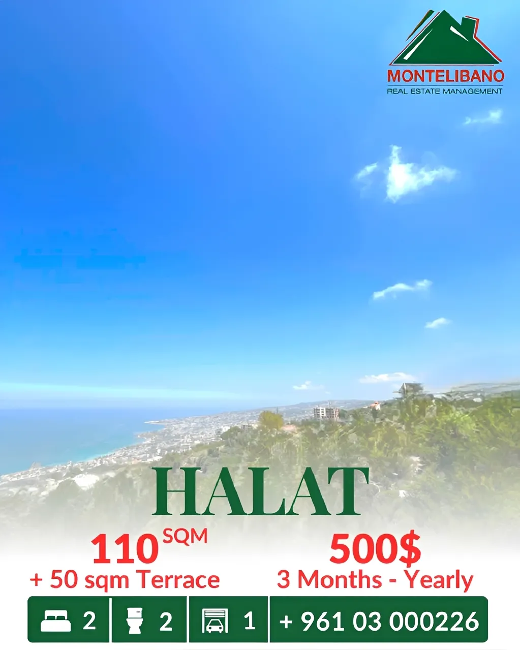 Apartment for rent in Halat, Lebanon