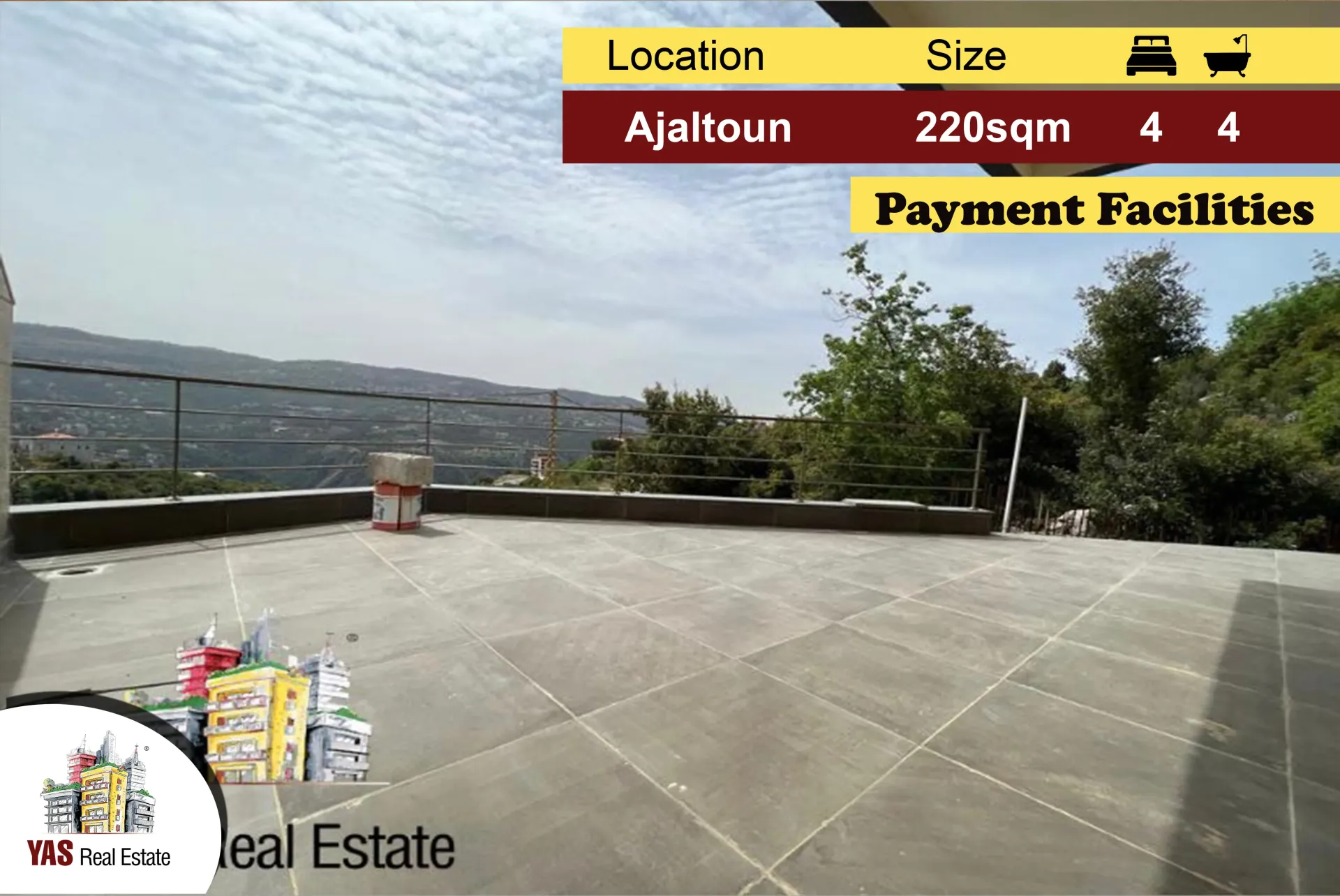 Apartment for Sale in Ajaltoun - 4 bed, 4 bath