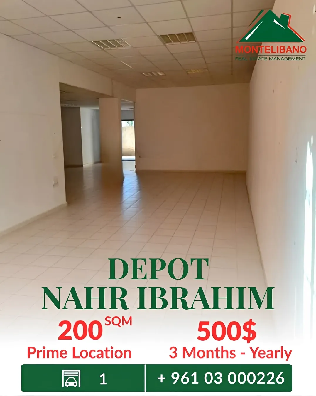 Warehouse for rent in Nahr Ibrahim, Lebanon
