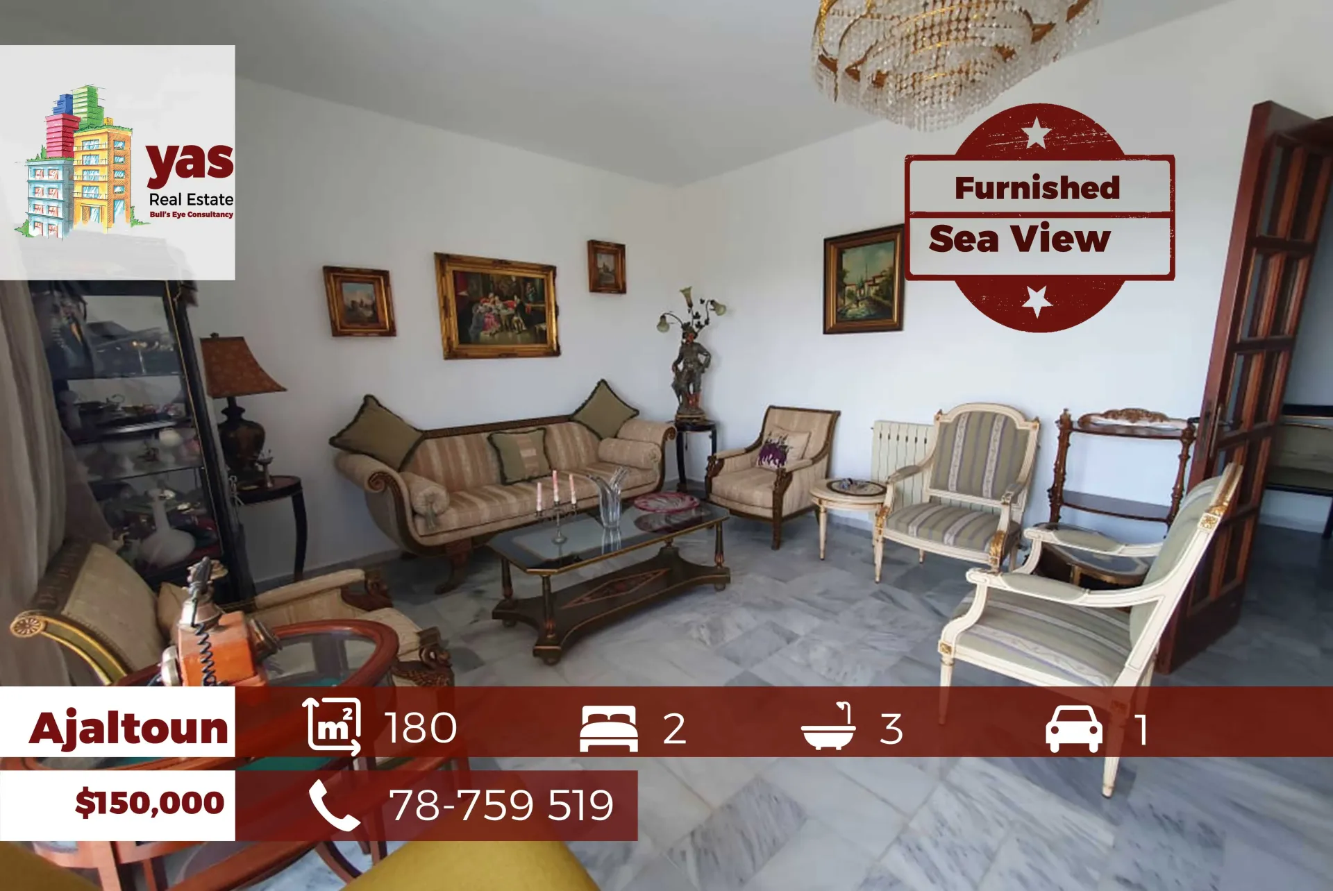 Apartment for Rent in Ajaltoun - 2 bed, 3 bath