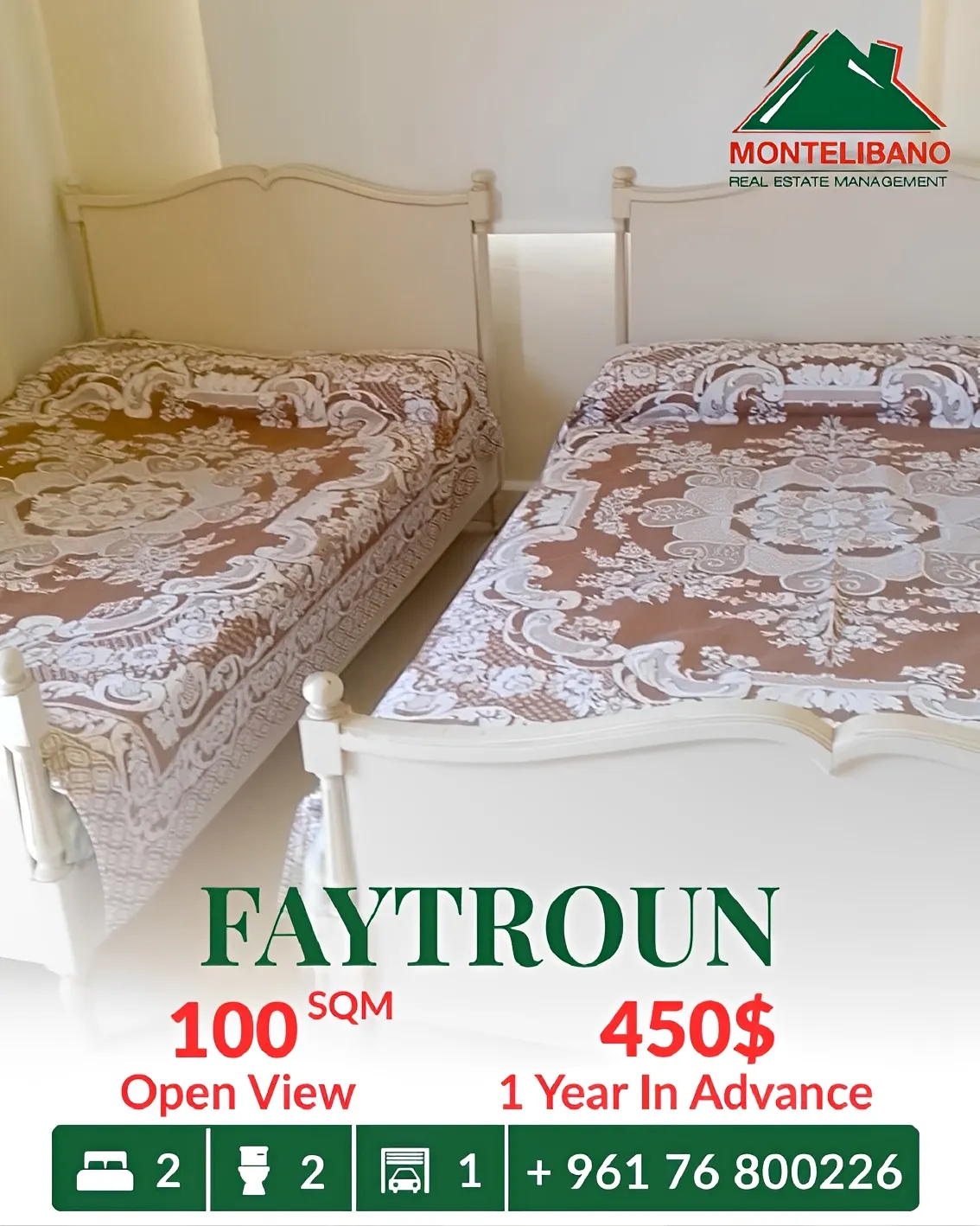 Apartment for rent in Faitroun, Lebanon