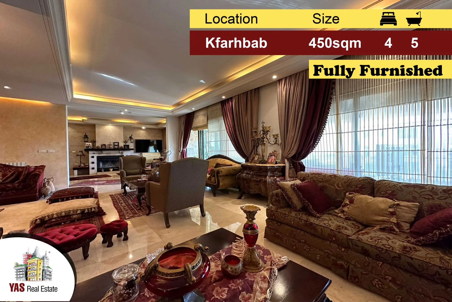 Apartment for Sale in Kfar Hbab - 4 bed, 5 bath
