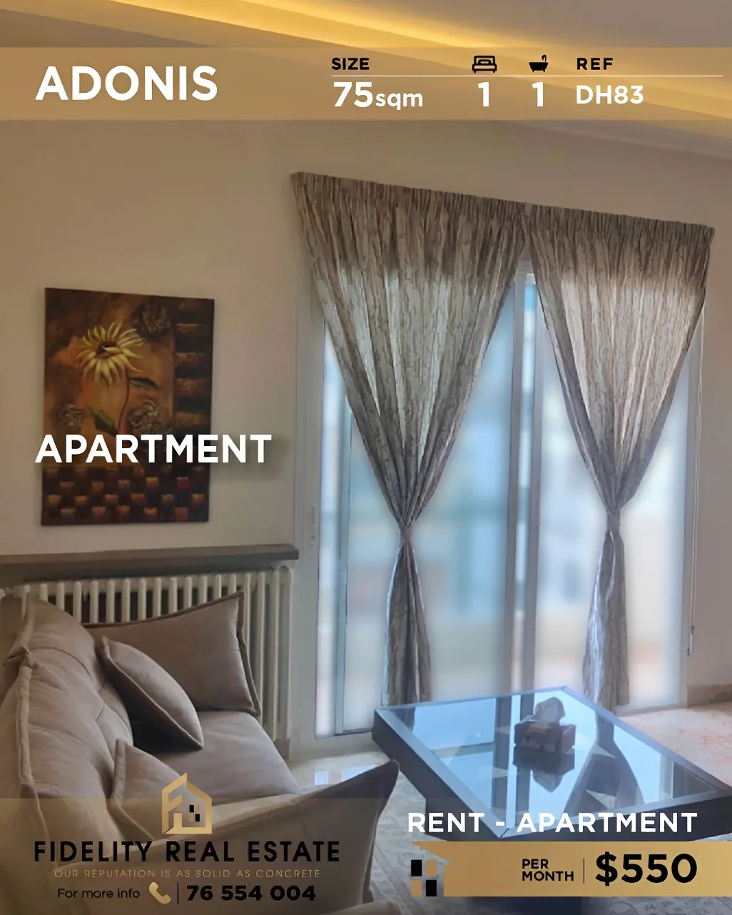 Apartment for rent in Adonis, Lebanon - 1 bed, 1 bath