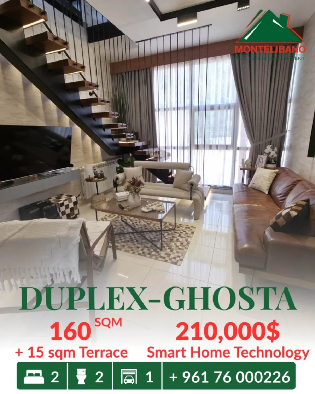 Duplex for sale in Ghosta, Lebanon - 2 bed, 2 bath