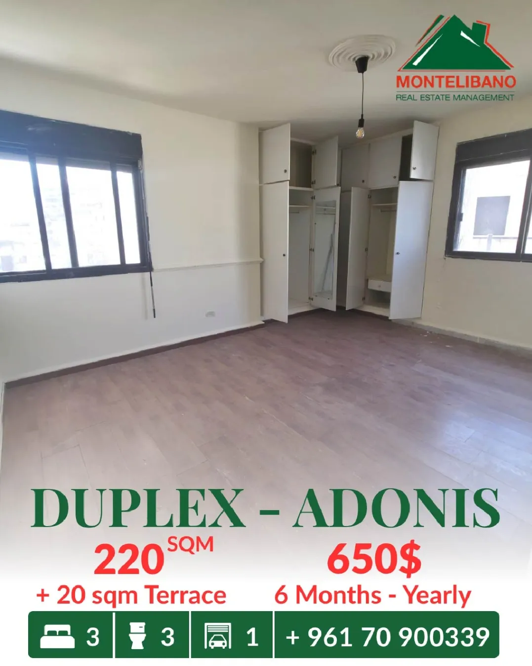 Duplex for rent in Adonis, Lebanon