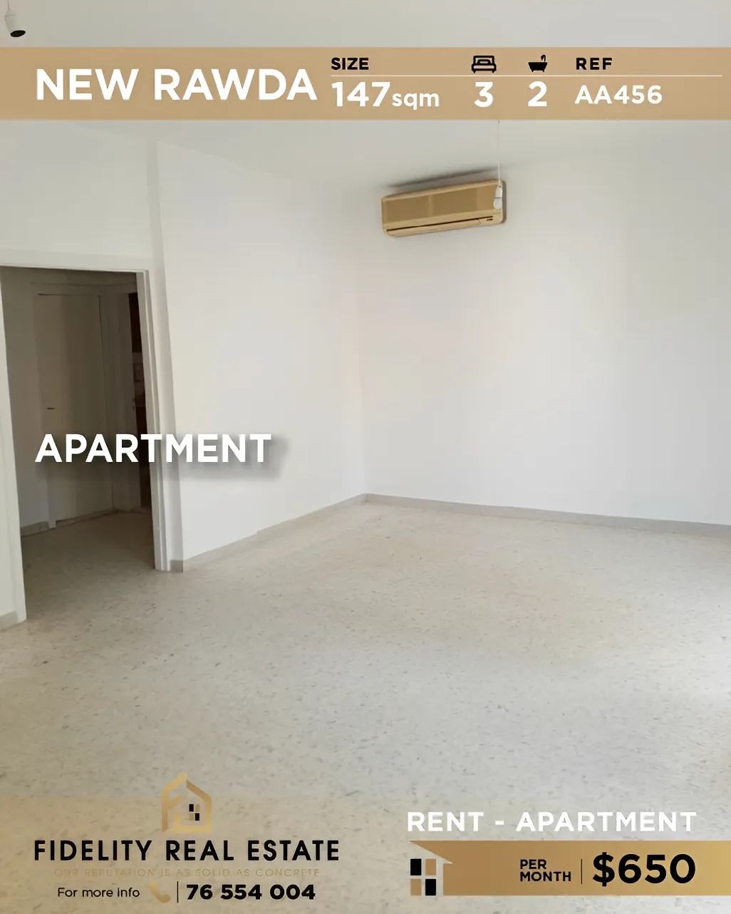 Apartment for rent in New Rawda, Beirut, Lebanon - 3 bed, 2 bath