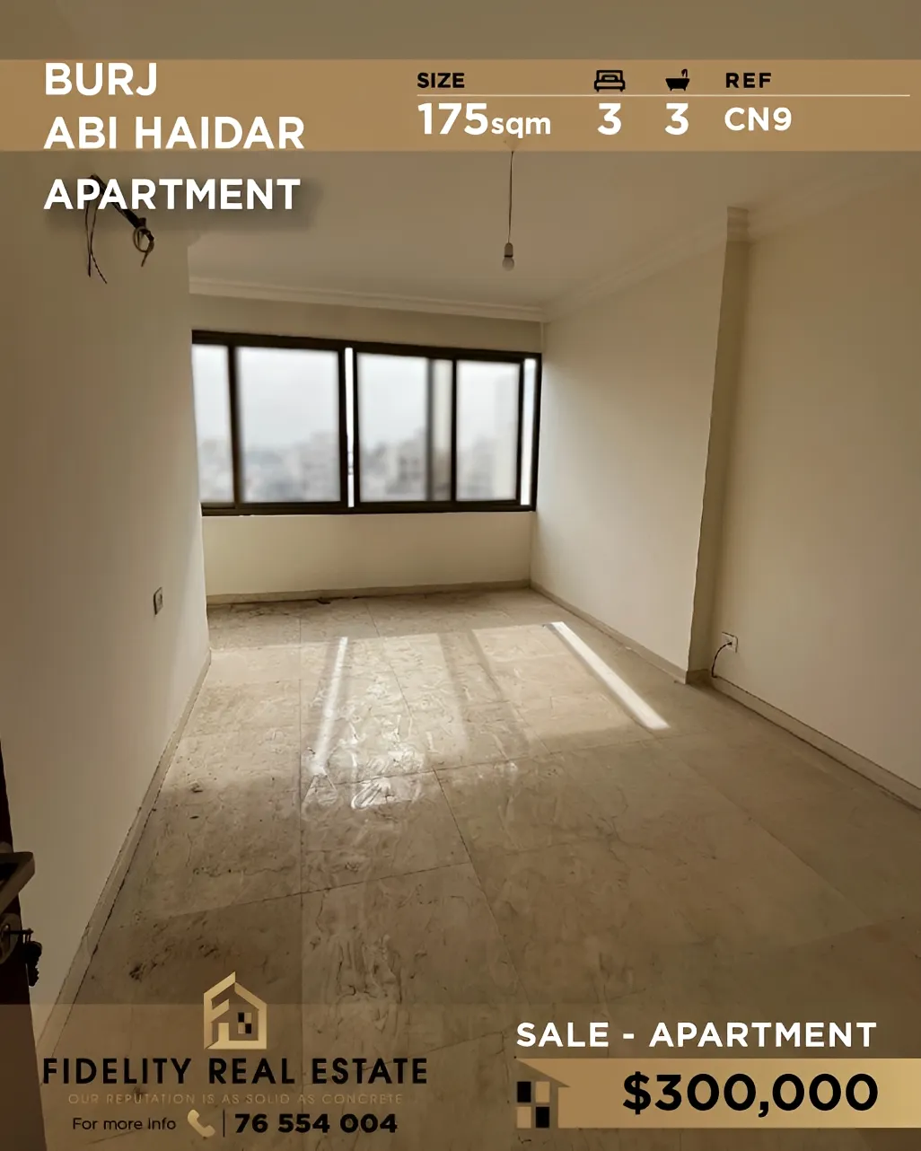 Apartment for sale in Bourj Abi Haydar, Beirut, Lebanon - 3 bed, 3 bath