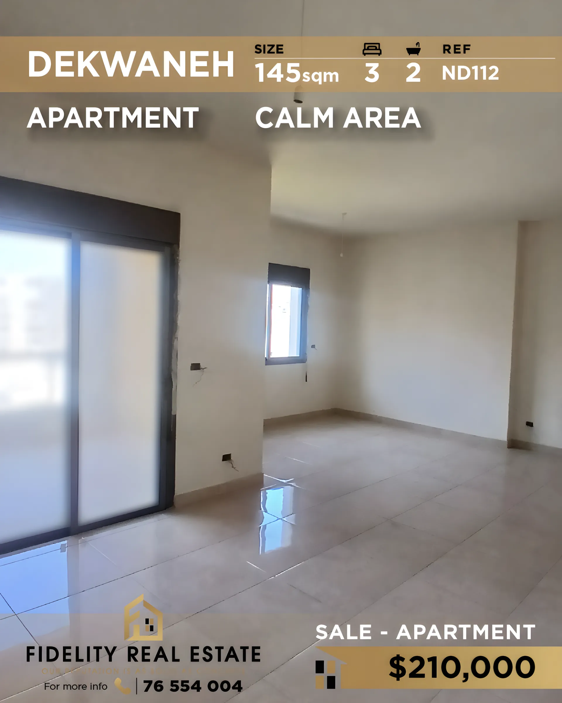 Apartment for sale in Dekwaneh, Lebanon - 3 bed, 2 bath