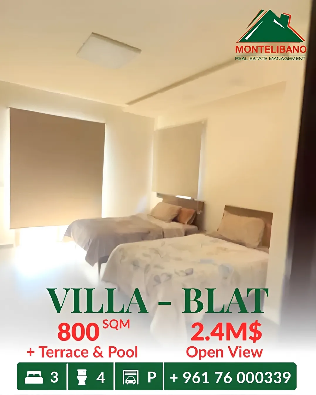 Villa for sale in Blat, Lebanon