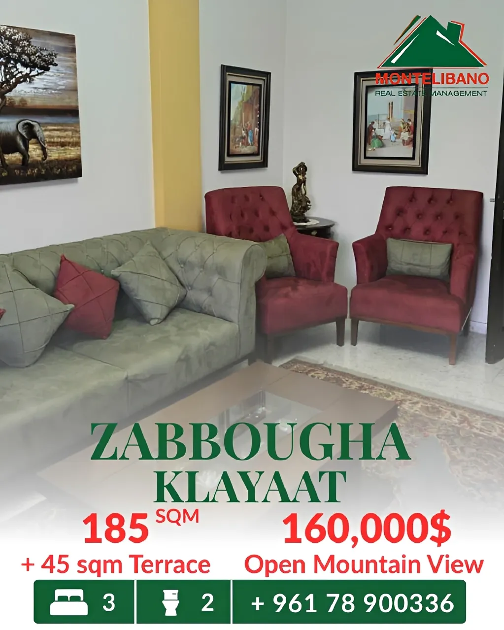 Apartment for sale in Zabbougha, Lebanon - 3 bed, 2 bath