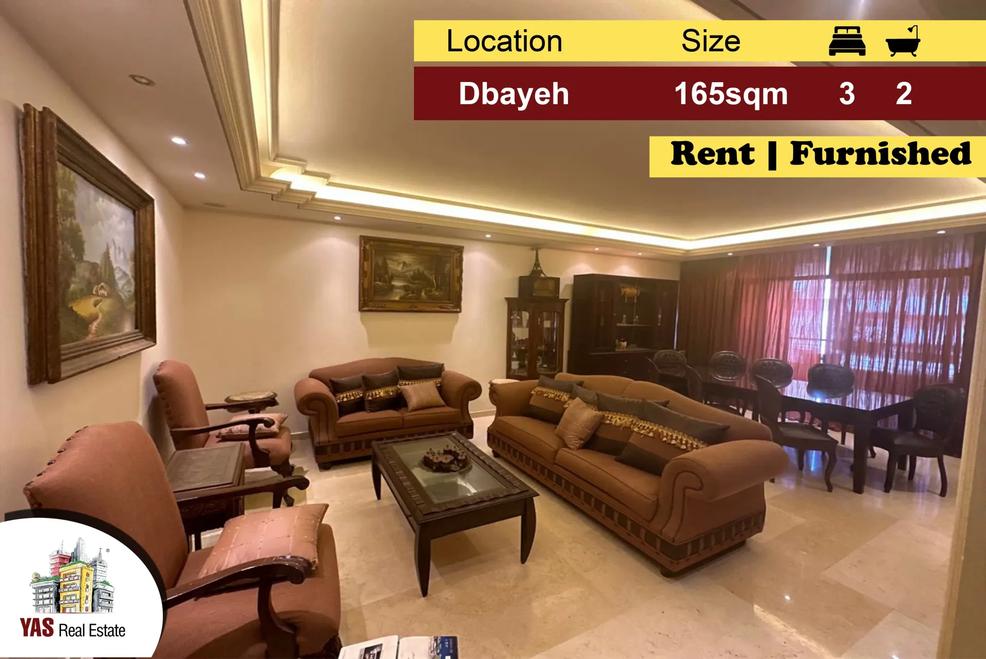 Apartment for Rent in Dbayeh - 3 bed, 2 bath